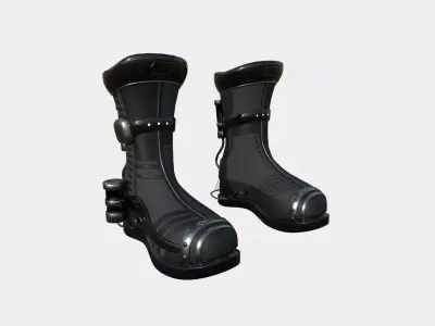SciFi Boots A01 Full Black - Character Design Fashion Low-poly 3D model