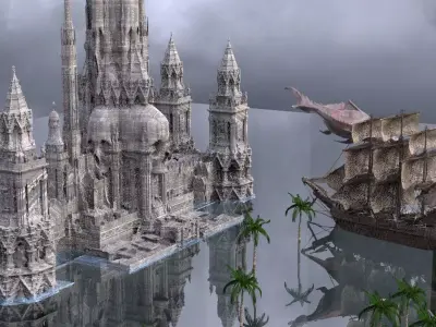 Pirate Ruins Ship battle 3D model