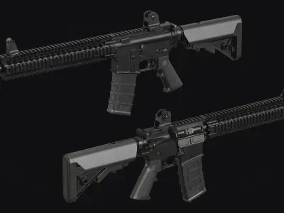 M4-AR15 Rifle Low-poly 3D model