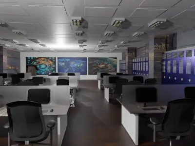Mission Control Center Low-poly 3D model