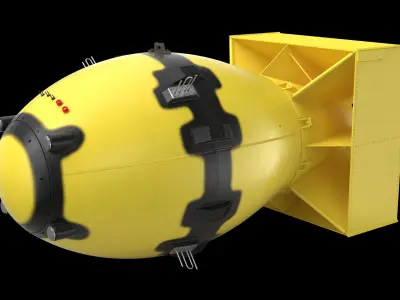 Fat Man Nuclear Bomb Yellow Low-poly 3D model
