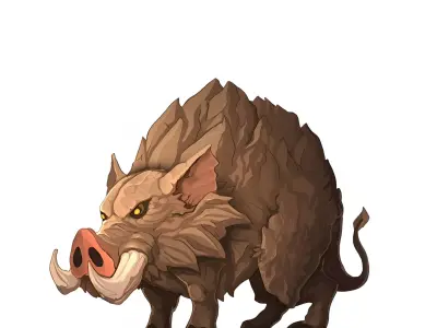 Wild boar in cartoon style Art Low-poly 3D model Low-poly 3D model