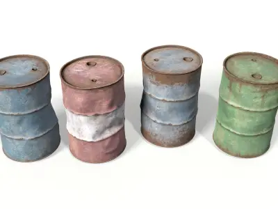 Metal Barrels Low-poly 3D model