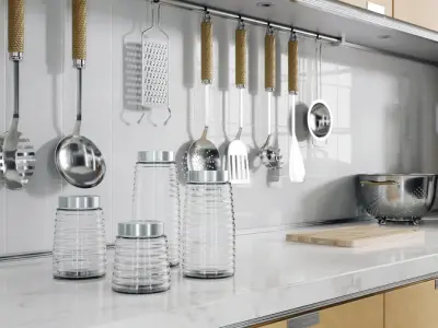  Metal Lidded Ribbed Glass Canister Set Models 