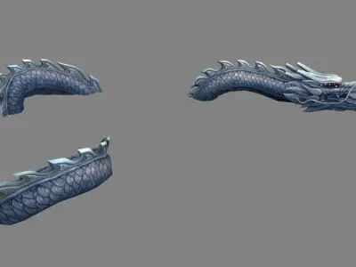 Stone Dragon Sculpture - Multi Section Placement Low-poly 3D model