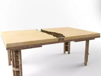 Table made of wood and rattan 3D model