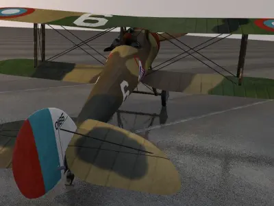 Nieuport-28 british biplane - british biplane 3D model