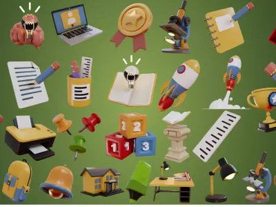 30 high quality educational objects -part 2 Low-poly 3D model