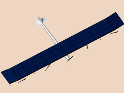 Low Poly Simple Cartoon Solar Powered Aircraft Low-poly 3D model