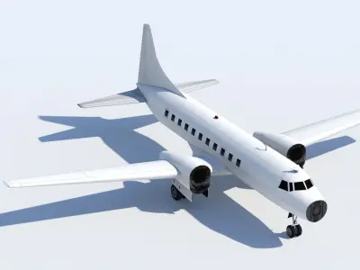 Convair 580 Propliner Low Poly Static Boneyard Model Low-poly 3D model