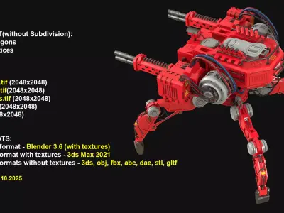 Walking Turret Concept-1-Red 3D model