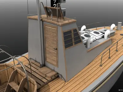 Japanese 11m 60Hp motor boat Low-poly 3D model