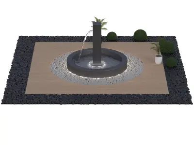 Fountain 05 - Modern Circular Water Fountain with LED Lighting 3D model