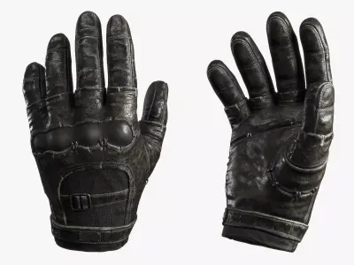 Old Leather Gloves Low-poly 3D model