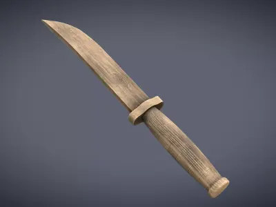 Wooden Knife Low-poly 3D model