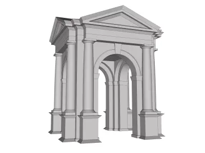 Tuscan order Arched portico in the mas with 34 column a pedestal Low-poly 3D model