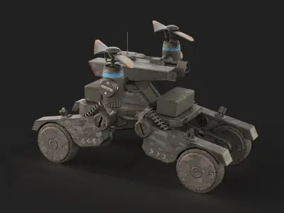  Tactical Wheeled UAV with Dual Propeller Lift System Low-poly 3D model