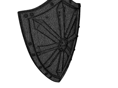 Shattered Wooden Shield with Iron 3D model