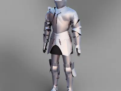 Plain European Medieval Knight Armor 3D model