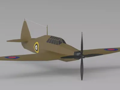 Hawker Hurricane WW2 Fighter Low-poly 3D model