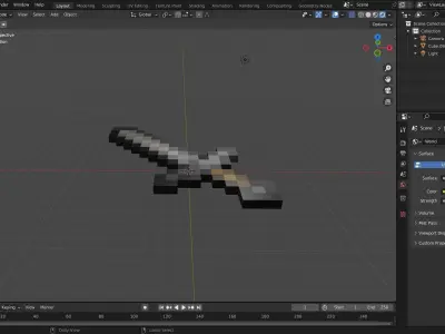 Minecraft stone sword Free low-poly 3D model