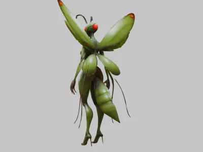 Big Insectoid Humanoid Mantis Low-poly 3D model