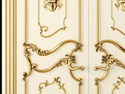 Luxury Classic baroque carved door 3D model buy