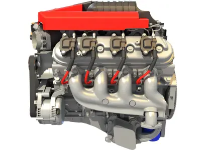 V8 Supercharged Engine 3D model