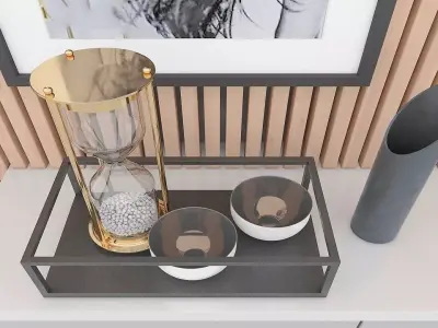 Shelf Cabinet with Houseware Free 3D model