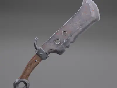 Old butcher knife Free low-poly 3D model