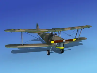 Dehavilland DH82 Tiger Moth V04 3D model