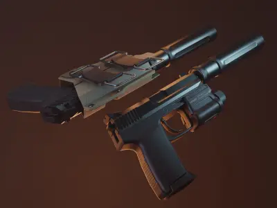 USP 45 inspired pistol Low-poly 3D model