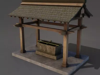 Temizuya - 4 Japanese Shinto Temizuya -4 GameReady Versions Low-poly 3D model