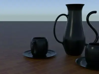 Ornate tea set Free low-poly 3D model