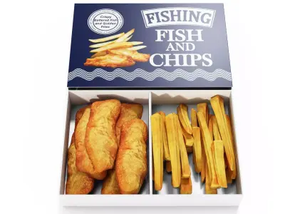 Fish and Chips Low-poly 3D model