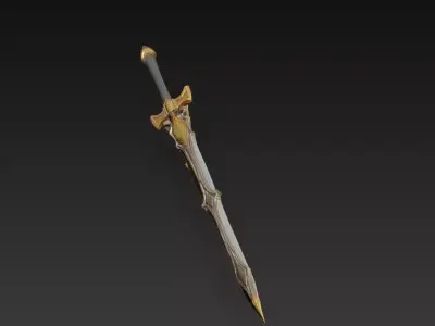 Heavy Fantasy Battle Sword - Low Poly Stylized 3D Weapon Low-poly 3D model