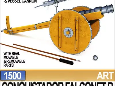 Conquistador Cannon Falconet B 1500 3D model
