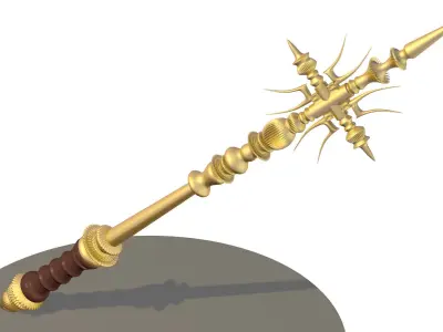 X mace X High Poly golden wand 3D model