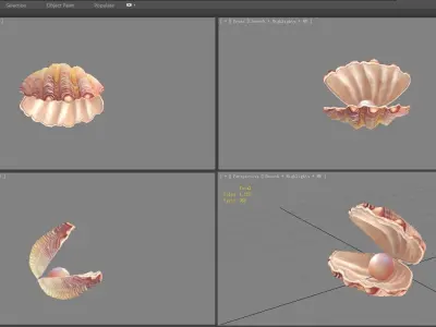 Pearls and shells - mussels Low-poly 3D model