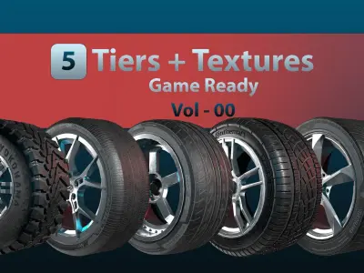 25 Rims And Tires  Vol-00 Game Ready Low-poly 3D model
