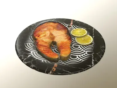 Asia food Grilled Salmon Low-poly 3D model