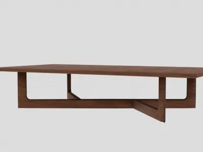 Table modern coffee with wooden legs Free low-poly 3D model