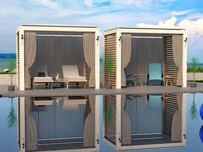 outdoor pavilion for  beach pool garden 3d model Low-poly 3D model