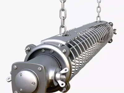 Caged Industrial Tube Lamp M1 3D model