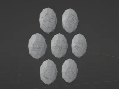 Genshin Impact Gemstones 7 Element Print Ready Free 3D print model