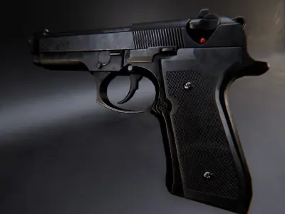 AAA Beretta M9 Game Ready PBR Low-poly 3D model