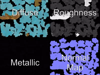 Turquoise Coral model pack Low-poly 3D model