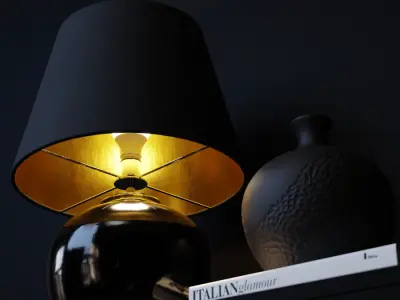  Eno Ceramic Kelantis Grandeur Shade Lamp Model, Black 