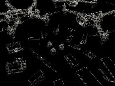 Multicopters Pack Low-poly 3D model