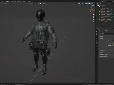 Female Military Outfit 5 Low-poly 3D model